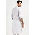 White Blended Stylish Mens Kurta